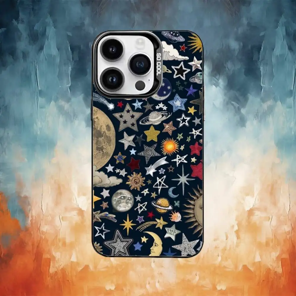 حافظة هاتف على شكل نجمة ملونة لهاتف iPhone17,16,15,14,13,12,11 Plus، Pro Max غطاء مقاوم للصدمات من الحلوى السوداء غير اللامعة