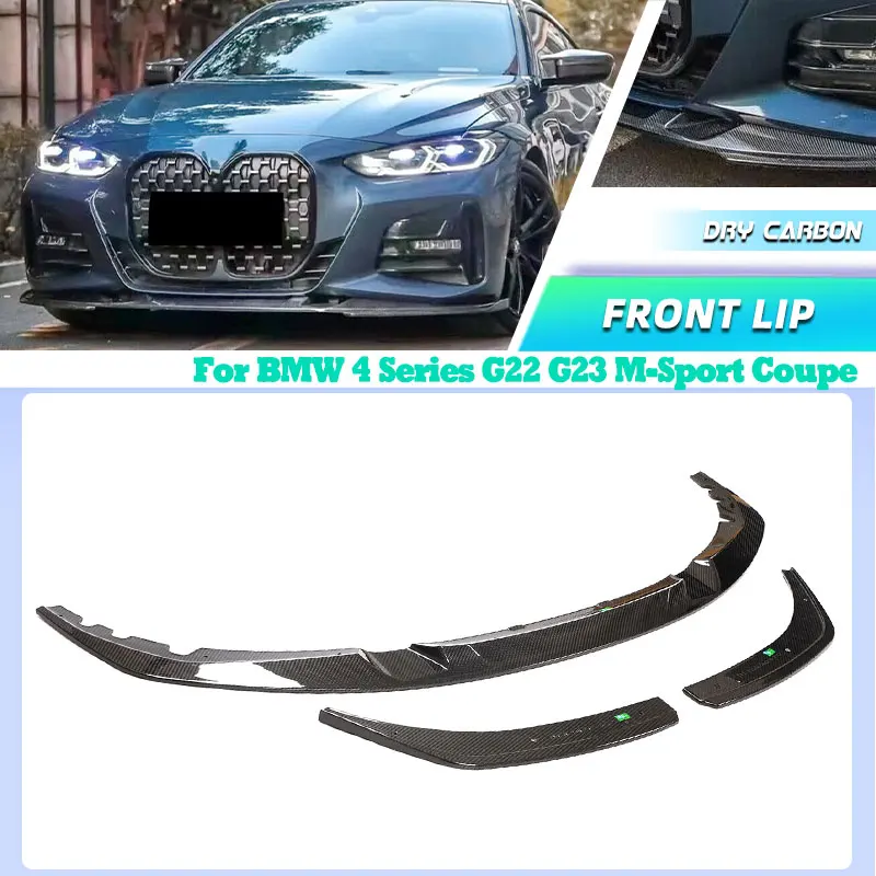 

Prepreg Dry Carbon Car Front Bumper Lip Spoiler for BMW 4 Series G22 G23 M-Sport Coupe Convertible 2021 2022 Front Lip Body Kits