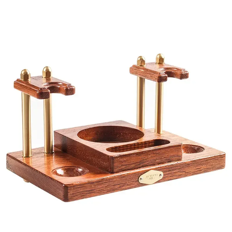 Wooden Tobacco Pipe Stand,For 2 Smoking Pipes Rack Holder,Include Tobacco Jar/Cigar Herb Container,Smoking Accessories