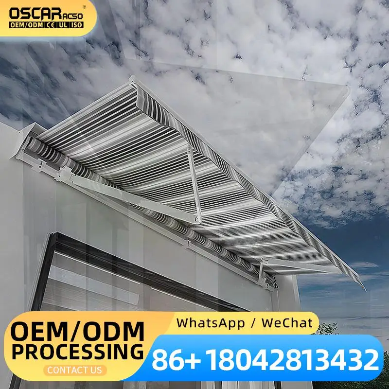 Retractable Aluminum Patio Canopy Waterproof Grey Custom Size Outdoor Deck Window Use in US and UK Backyard Garden Balcony Retra