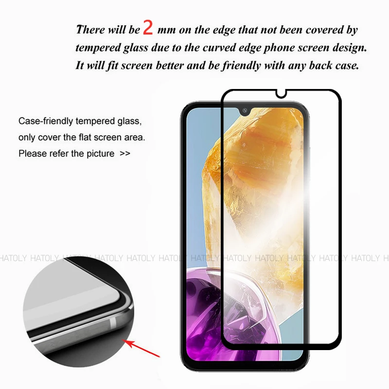 2/4 pezzi di vetro temperato per Samsung Galaxy M15 proteggi schermo Samsung Galaxy M15 Full Glue Glass Phone Film Samsung Galaxy M15