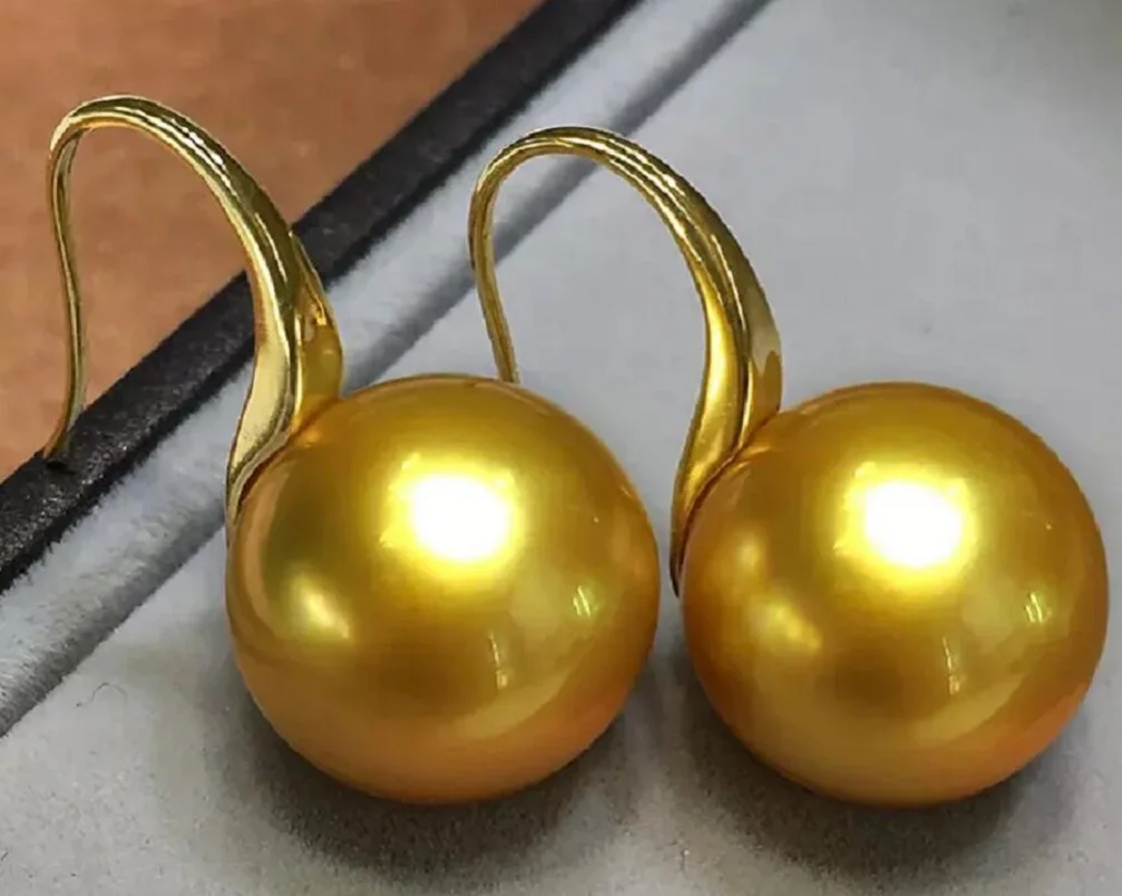 Fine Jewelry  9-10mm perfect Southern Ocean gold pearl earrings.