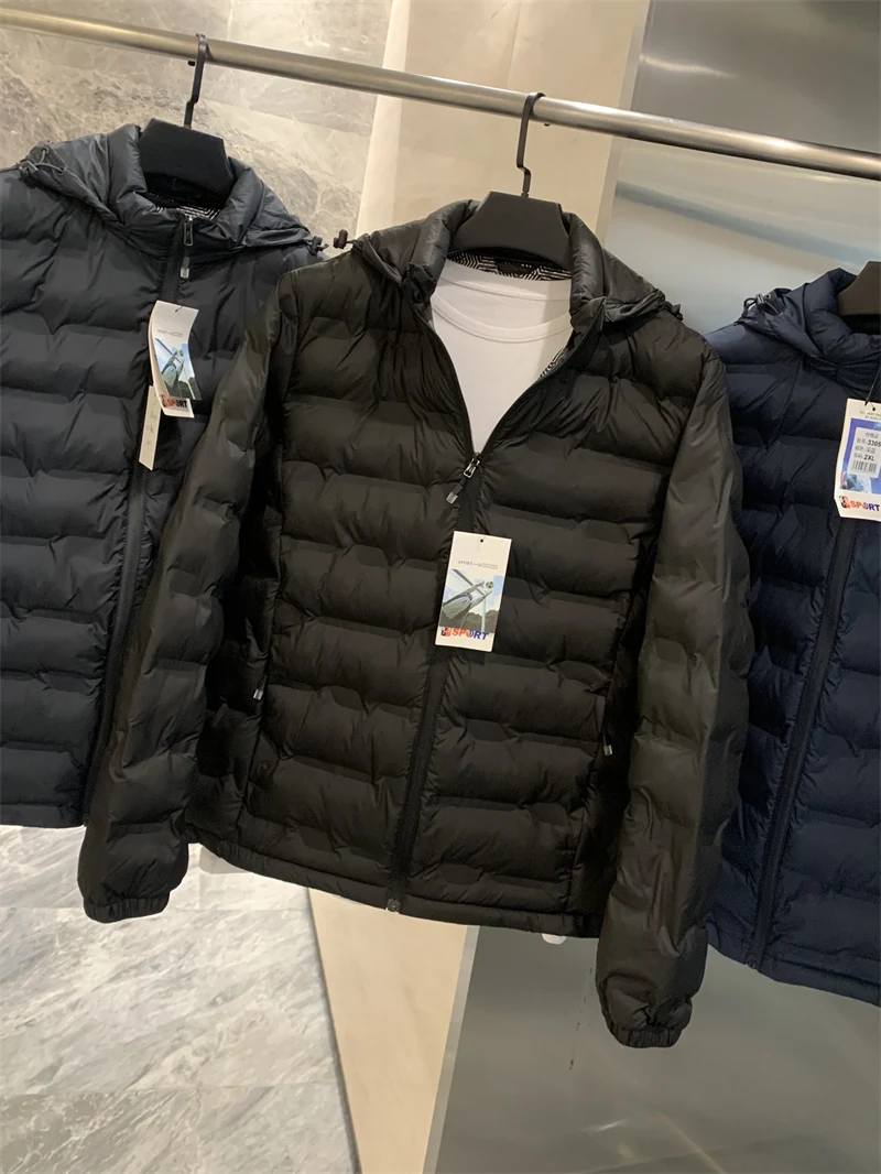 

aphene Thermal Lo Technology Men's Winter Puffy Detachable Hooded Cotton Jaet Outerwear Trendy Warm Stand Fit Long S...