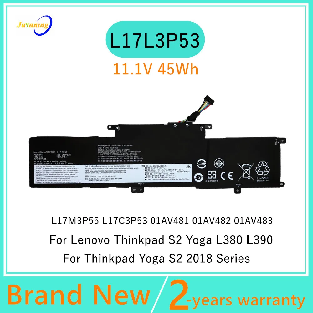 L17L3P53 Laptop Battery For Lenovo ThinkPad L380 L390 Yoga S2 Yoga 2018 L17M3P55 L17C3P53 01AV481 01AV482 01AV483 TP00091A