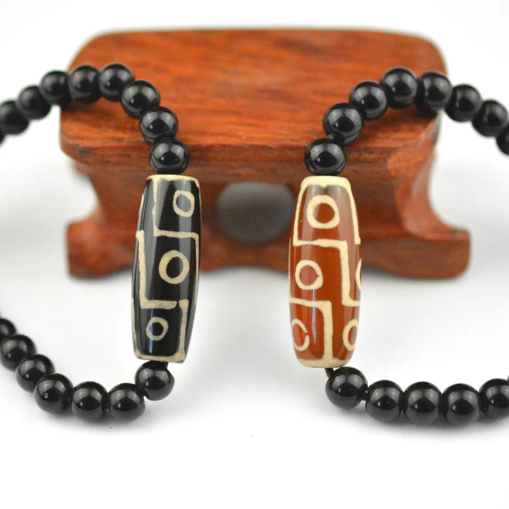 Retro Healing Natural Tibetan Dzi Agates Bracelets Buddha Nine-eyed Quartz Amazonite Tiger Eye Black Lava Stone Bracelets Women