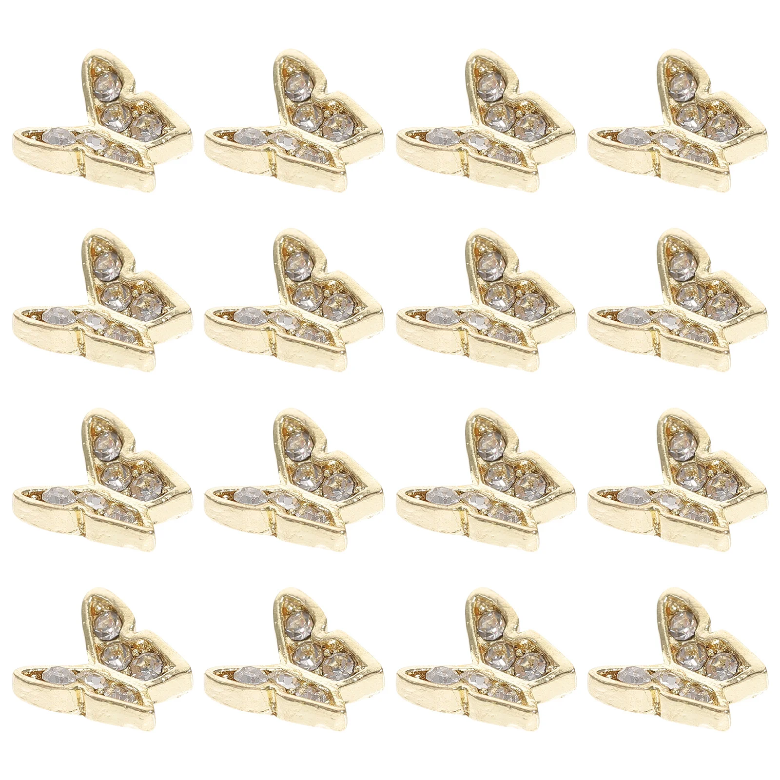 

20Pcs Gold Nail Charms Delicate Butterflies 3D Rhinestones Manicure Decoration for Natural Artificial Nails Summer Party Nail