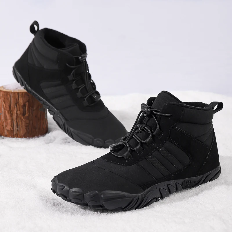 Womens Mens Waterproof Winter Barefoot Shoes Snow Boots Cotton Warm Fur Lined Unisex Walking Hiking Outdoor Shoes