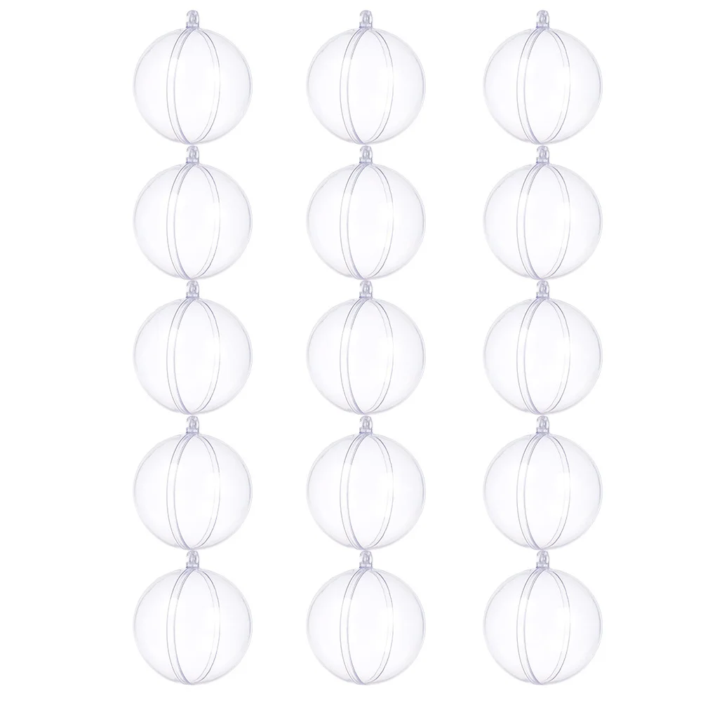 

15Pcs Plastic Christmas Hollow Ball Pendant Transparent Fillable Ornament Hanging Decor for Tree Party Celebration