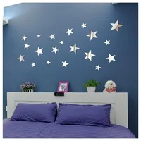 20pcs Star Mirror Wall Sticker Large Medium and Small Combination Acrylic Mirror Wall Sticker Home Living Room Wall Decorations
