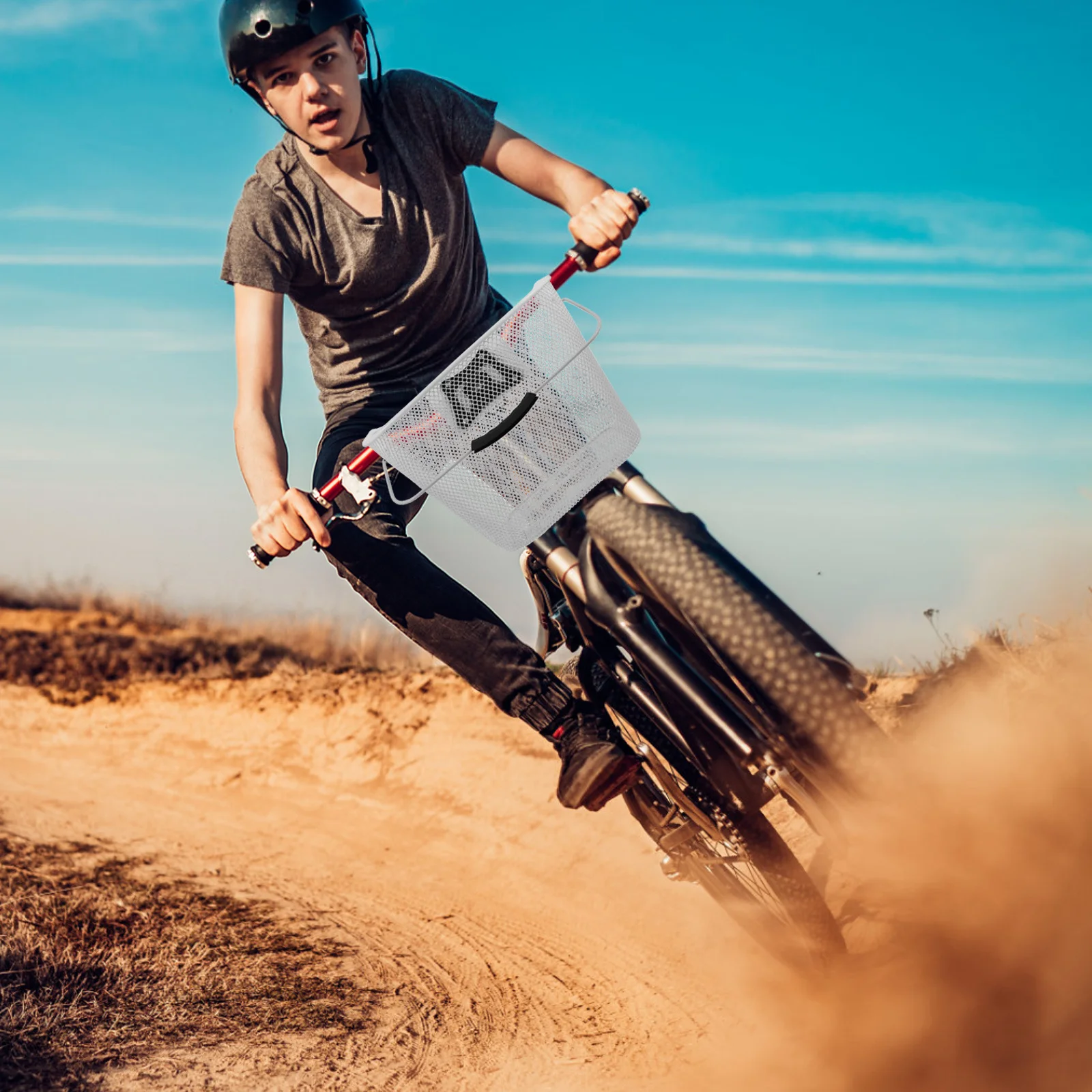 1Set Mountain Bike Basket Iron Mesh Large Capacity Quick Release Bicycle Basket Front Attachment for Adult