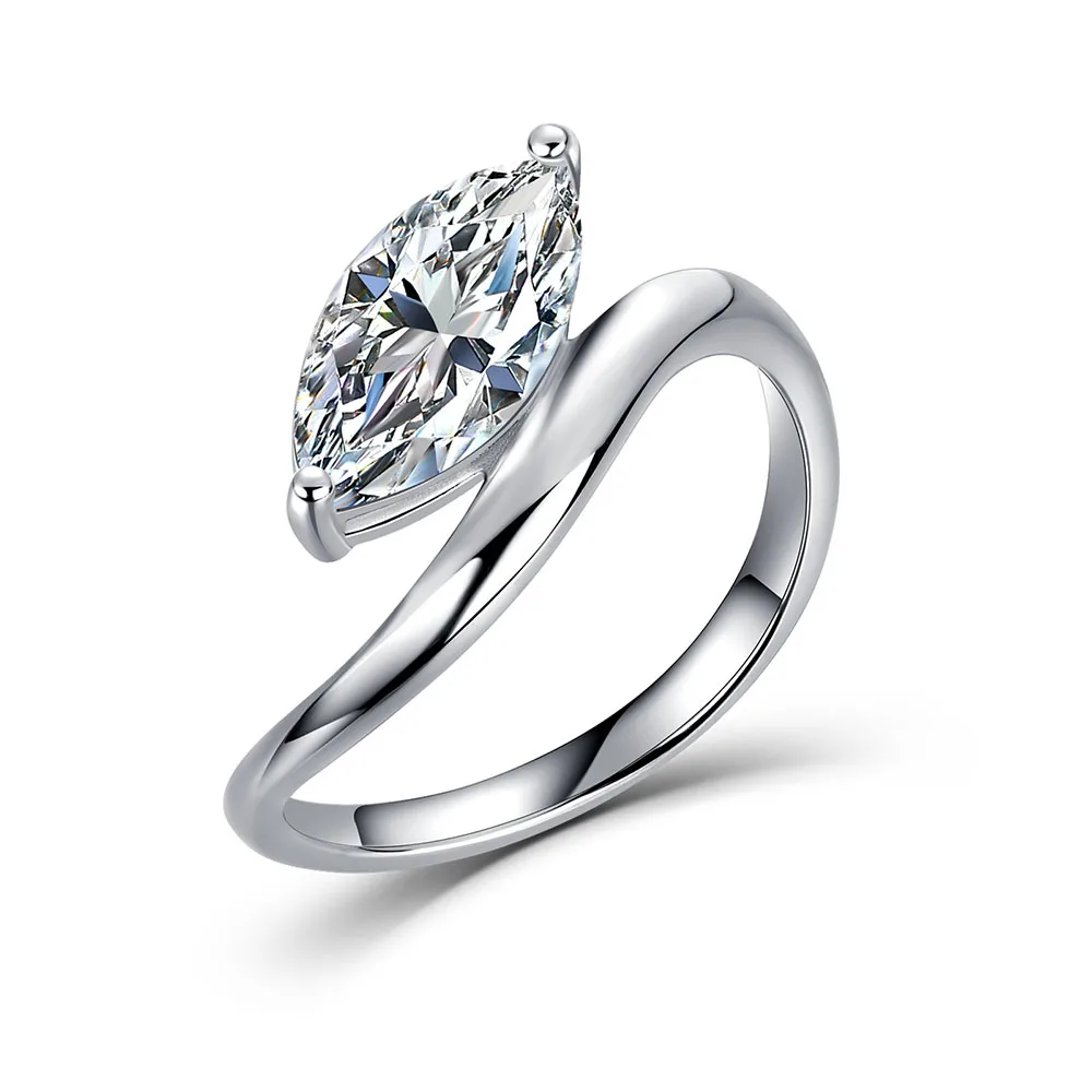 Apexelle Brand Fashion Jewelry 925 Sterling Silver Rings Marquise Cut Moissanite D Color Ring GRA Certificate Fine Jewelry