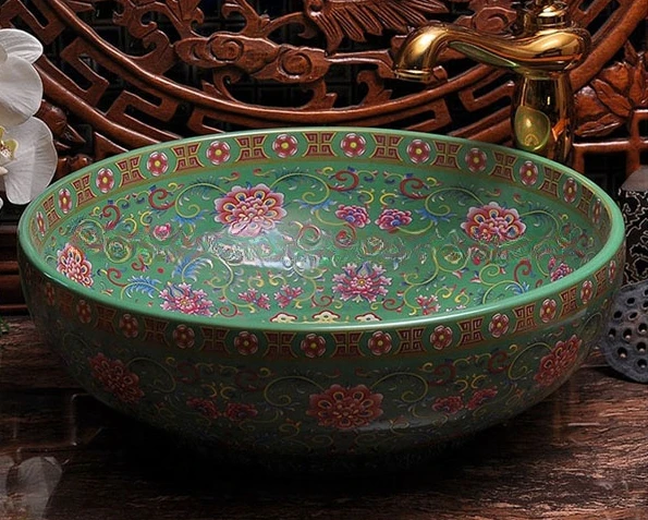 Chinese wholesale color glazed artistic ceramic counter top special design basins