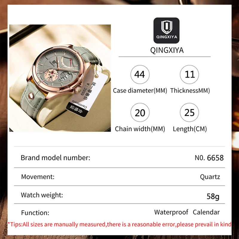 QINGXIYA Mens Watches Top Brand Luxury Sport Men\'s Wristwatch Waterproof Fashion Leather Date Quartz Watch Man Relogio Masculino