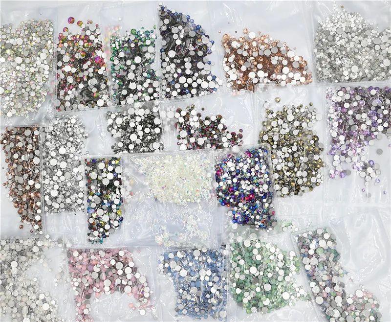 ss3-ss30 Mix size Crystal AB Flatback Nail art Rhinestone Crystal Non Hotfix 3D Nail Art Decoration glitter