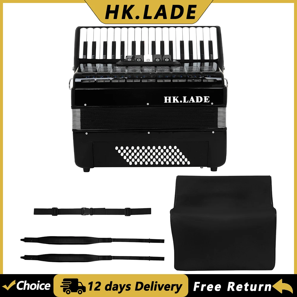 

HK.LADE Accordion 34 Keys 72 Bass Accordion with Bag Strap Professional Keyboard Instrument for Grading Performance/Teaching