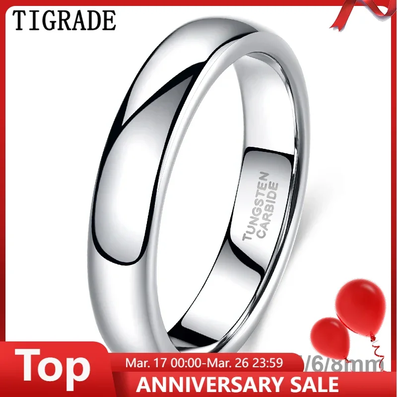 Tigrade Classic Jewelry 2/4/6/8mm Cute Men Women Simple Rings Polish100% Pure Tungsten Carbide Ring Wedding Band Engagement Ring