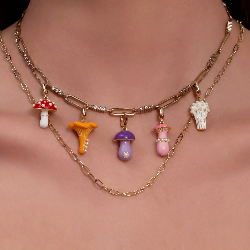 Neue süße, schlichte, heilende und farbenfrohe Pilz-DIY-Anhänger-Charms für die Schmuckherstellung – Detail 2