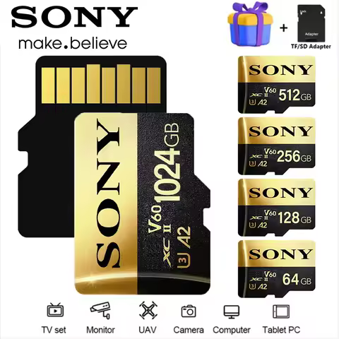 SONY 1TB High-Speed V30 A2 4K SD Card 512GB 256GB 128GB Memory Card 1TB Micro TF SD Adapter for Smartphone/Tablet/PC Cross-Use