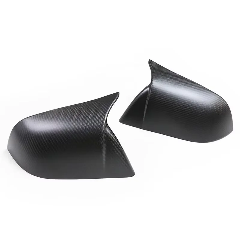 

Rearview Mirror Cover for Tesla Model 3 Bull Horn Adhesive Style Matte Dry Carbon Fiber Side Mirror Shells Frame Type M Look