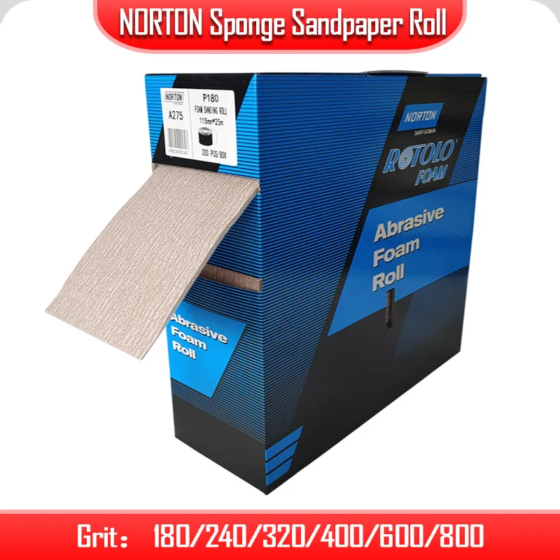 NORTON Foam Sandpaper Roll 200 Sheets/BOX For Polishing Car Sheet Metal Spray Painting Metal /wood /Furniture Polished