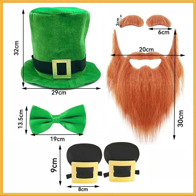 

Irish Festival Cosplay Costume Set Washington Lawyer Hat Shoe Cover Fake Beard Funny Men Accessories