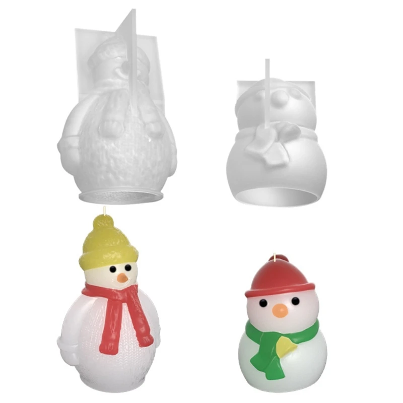 DIY Christmas Scarf Bell Snowman Silicone Mold Handmade Desktop Ornament Candle Epoxy Resin Casting Mould Home Party Decoration