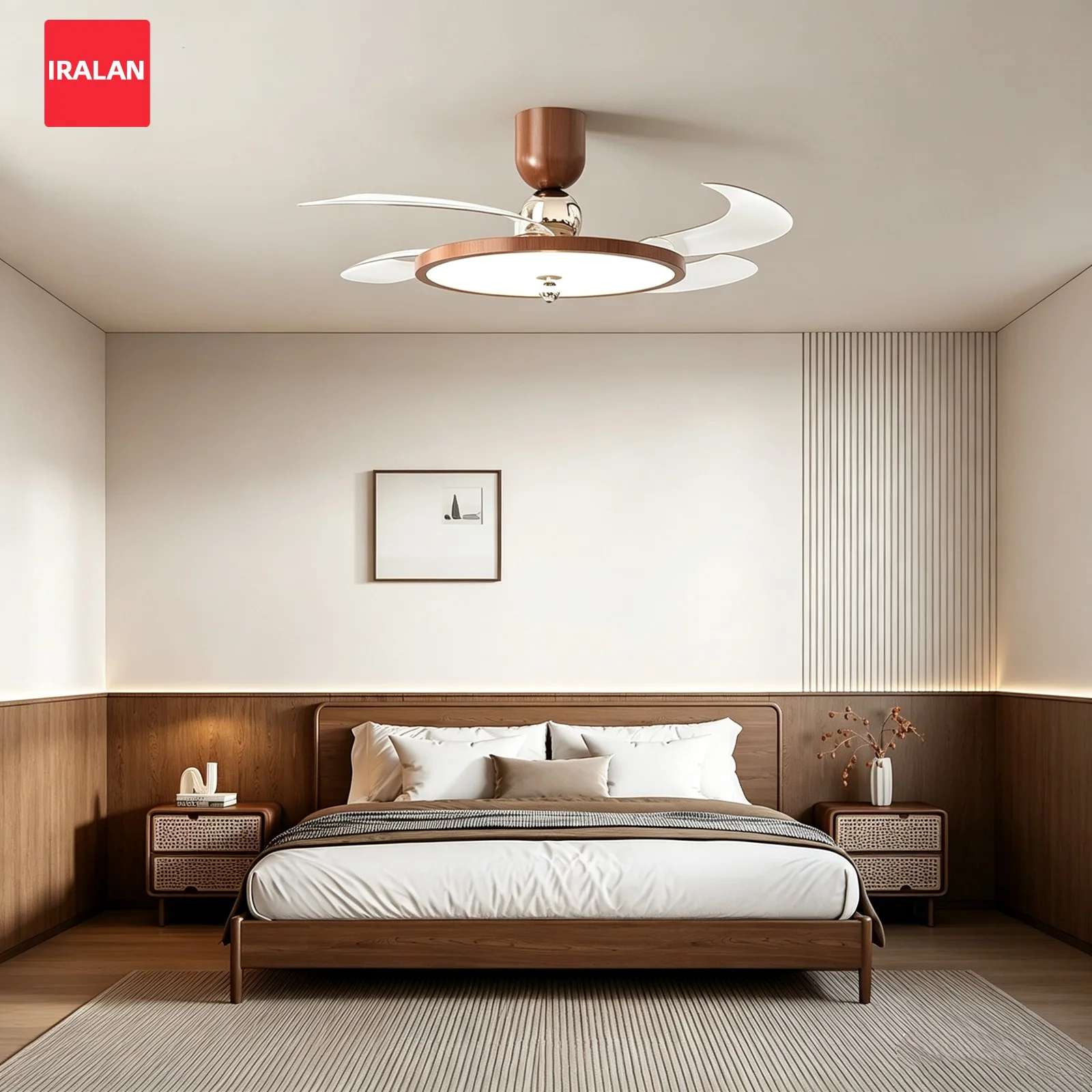 Indoor Ceiling Light Fan Luxury Nordic Retractable Fan Blade Electric Fan Intelligent Remote Control Dimming 6-speed Fans