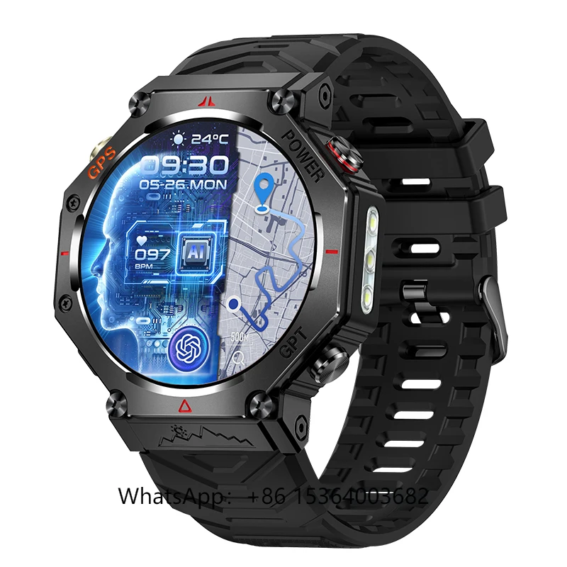 

TJXL-2025 KC91 AI Smartwatches with Flashlight 1.39inch Screen BT Call 30M Waterproof Ghatgpt Sports GPS Relojes Smart Watch for