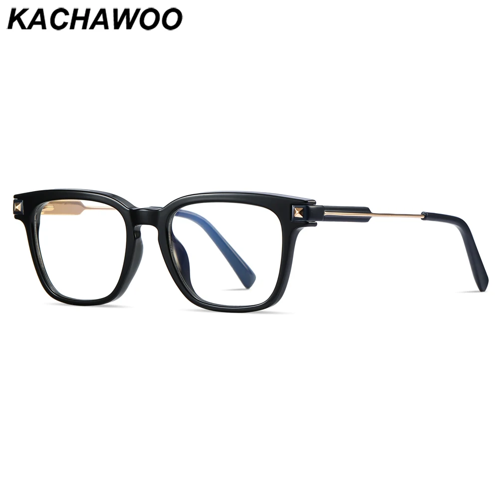

Kachawoo men square glasses anti blue light black grey brown TR90 mteal glasses frame for women unisex accessories spring hinge