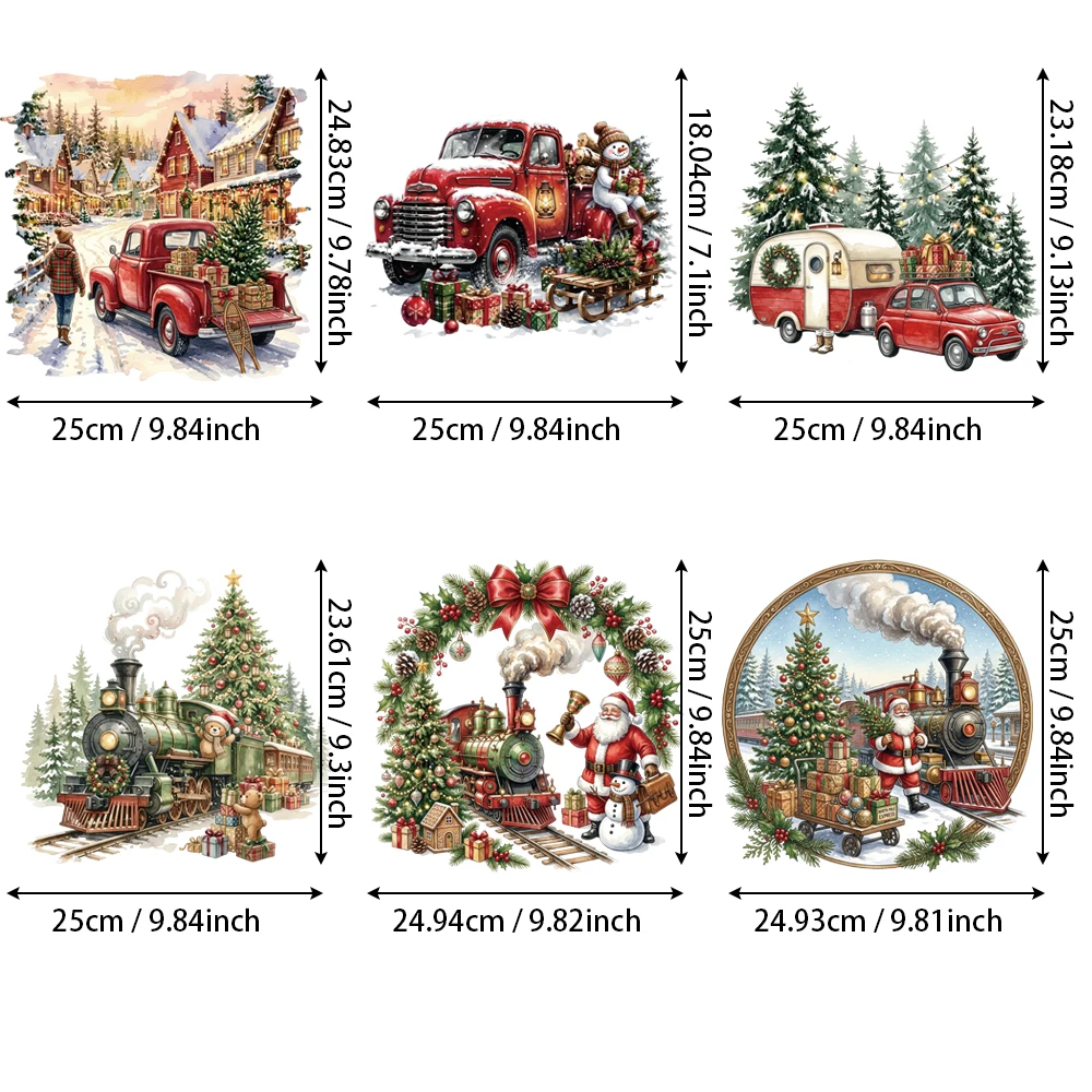 6Pcs Winter Town Landscape Vinyl Stickers, Anti-Wrinkle & Anti-Warp Film, for Outdoor Jackets Ski Suits Sports Backpack