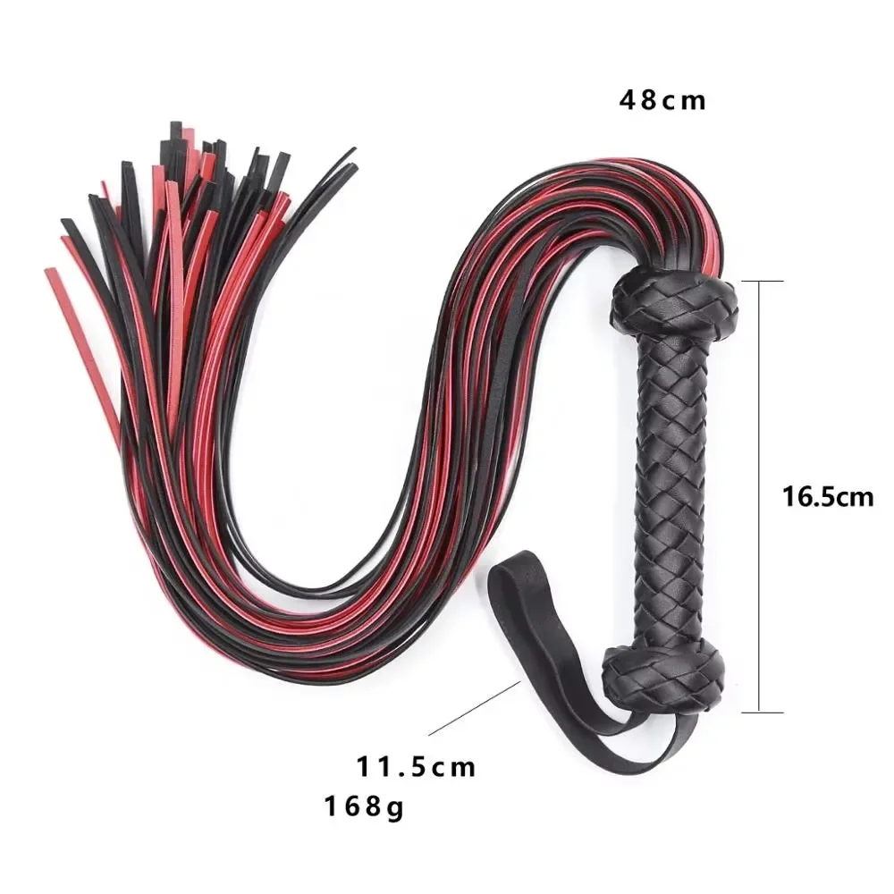 48cm Premium Suede Horse Training Flogger Whip with Leather Covered Handle And Wrist Strap for Equestrian Crop Whip
