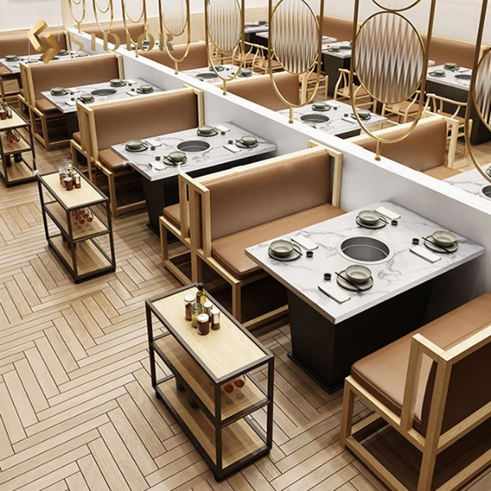 Modern design commercial double-sided leather restaurant seating pavilion sofa