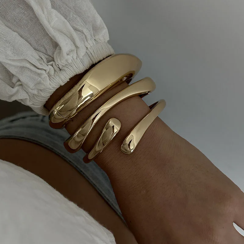 Punk Cuff Bangles Vintage Punk Gold Silver Color Geometric Bangles Women Bracelets Hip Hop Jewelry Gifts