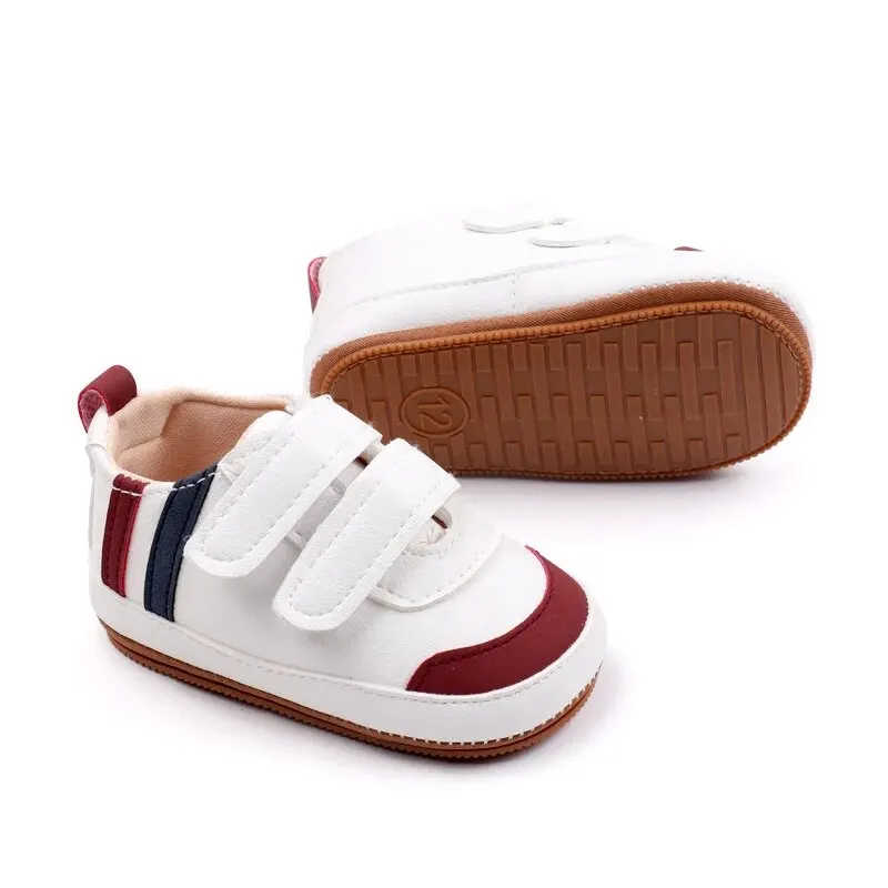 New Baby Shoes Stripes Colour Blocking Casual Non-slip Infant Boys Girls Sports White Baptismal