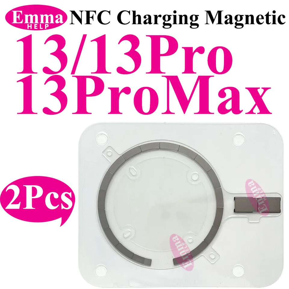 2 piezas de carga inalámbrica NFC magnética para iPhone 12, 13, 16 Pro Max, 14, 15 Plus, cubierta trasera, vidrio trasero, imán de cargador MagSafe, reparación 4