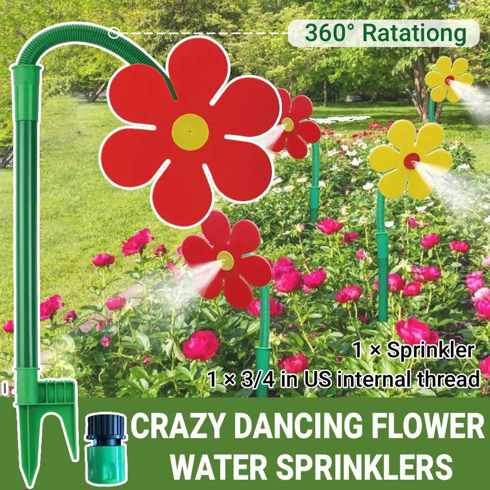 41,73 Zoll großer Kunststoff-Blumensprinkler mit Doppelstift-Design für Gartenbewässerung & Hundespaß