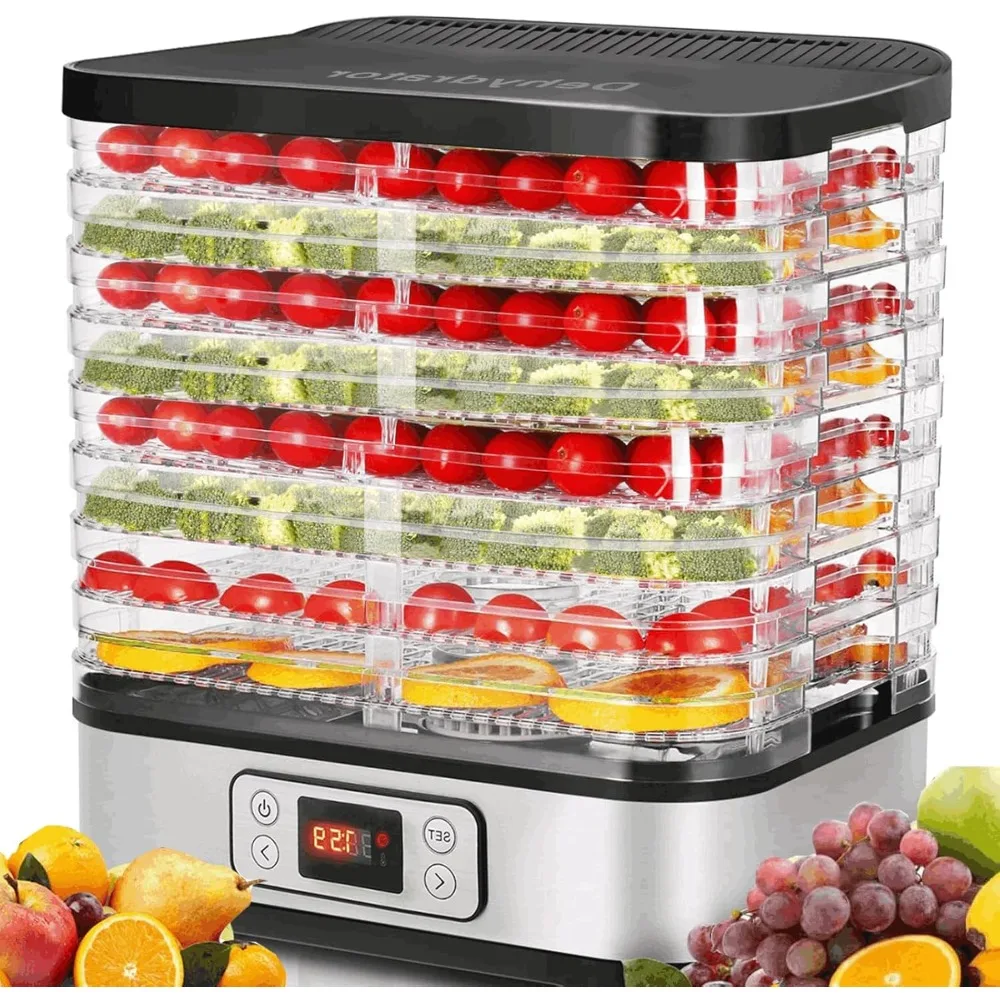 

Food Dehydrator Machine, 400W 8 Trays Dehydrators for Food and Jerky with 72H Timer and 95-158℉ Temperature Control