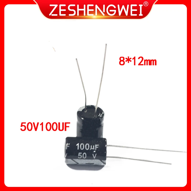 

50PCS 50V100UF Aluminum Electrolytic Capacitor 100uF 50V 8*12mm NEW Electrolytic Capacitor Size：8x12