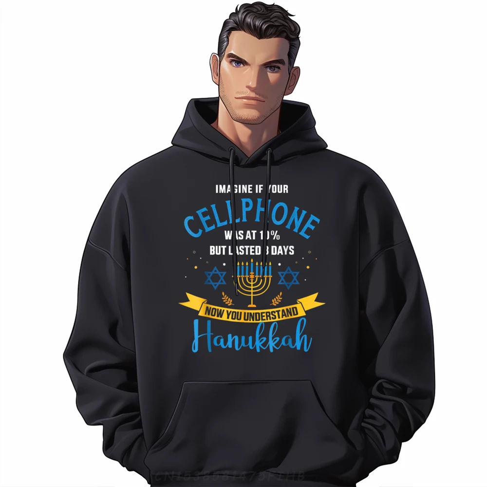 

Latest Cellphone Jewish Hanukkah Chanukah Gift Long Sleeve Hoodies Lovers Day Crewneck Hoodies For Male Hoodies Outdoor