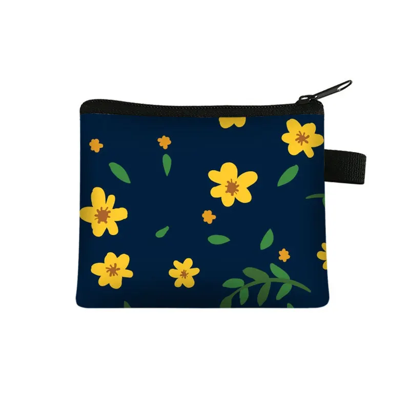 New Mini Fresh Floral Wallet Women's Portable Card Bag Coin Key Storage Bag Hand Bag Small Square Bag Coin Purse Pochette Sac