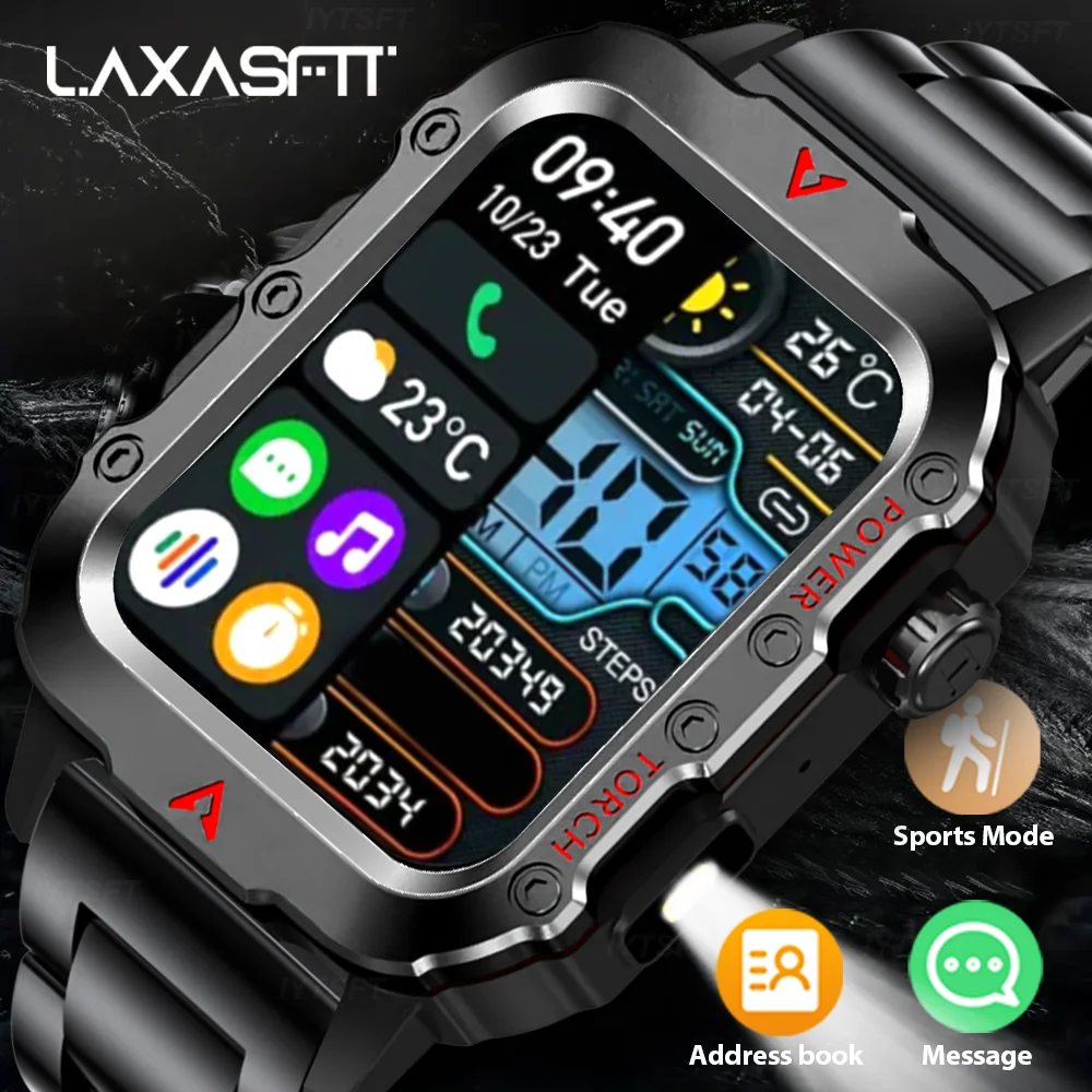 KESHUYOU 2025 deportes nuevos reloj inteligente Bluetooth hablar linterna LED multifunción deportes al aire libre reloj inteligente para hombres y mujeres