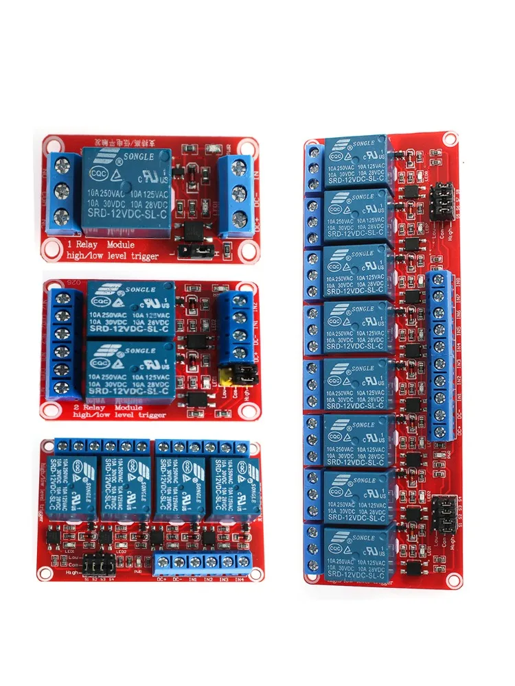 Module de relais 5V 12V 24V 1, 2, 4, 8 canaux, carte avec Support optocoupleur, déclencheur de niveau haut et bas pour Arduino, 1 pièce
