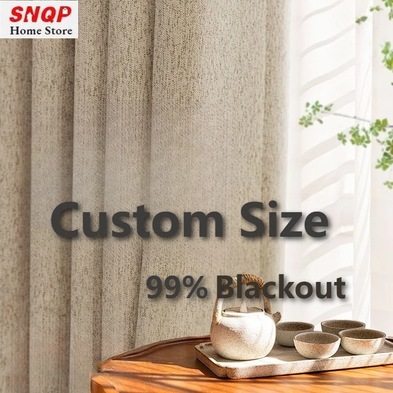 

Custom Size White Tulle Thickened Cotton and Linen Black-shading and Thermally Insulated Curtains for Living Dining Room Bedroom
