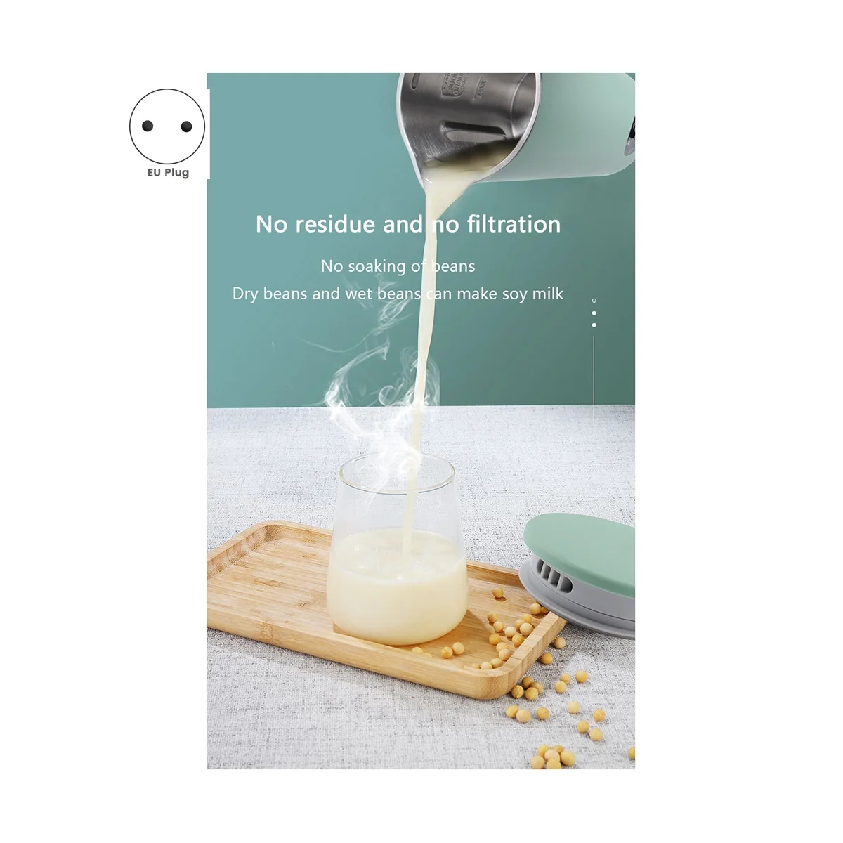 صانع حليب الصويا صانع حليب الصويا خلاط طعام عصارة كهربائية مطحنة الحبوب آلة حليب فول الصويا خلاط خالي من الفلتر الوردي الاتحاد الأوروبي التوصيل
