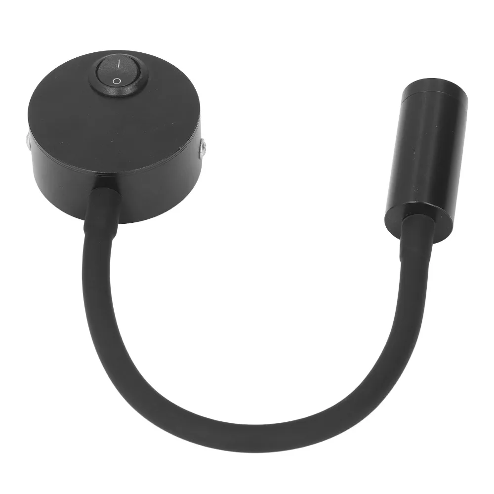 Energy Saving Gooseneck LED Wall Spotlight 3W Hose Wall Lamp 360 Degree Rotatable Black Wall Sconce Light Reading