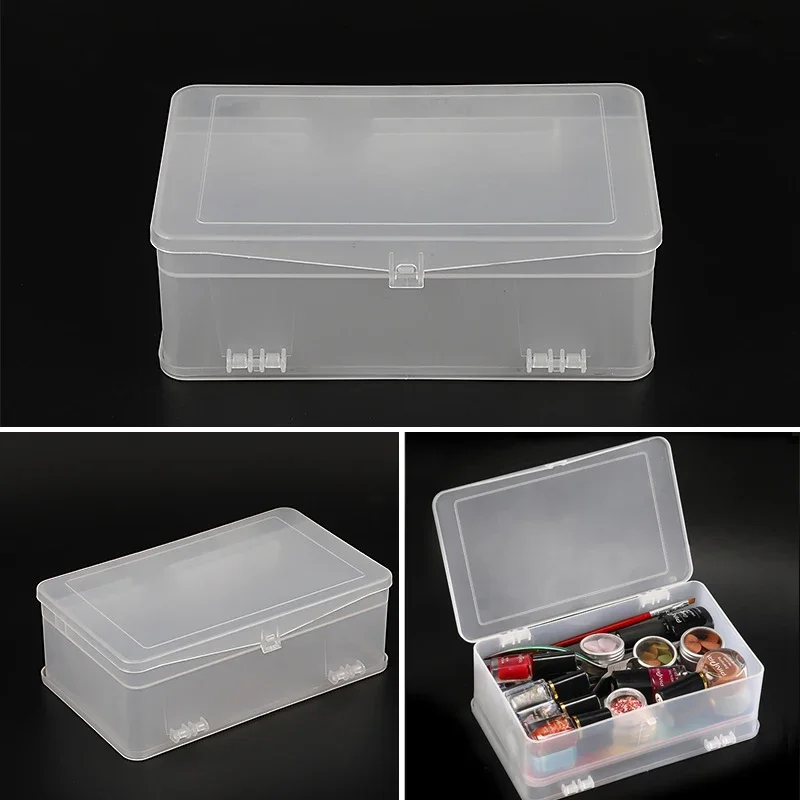 Boîte de rangement rectangulaire à Double couche pour outils de Nail Art, 1 pièce, organisateur pour pincettes, tondeuses, stylos, tampons de polissage, limes, brosses