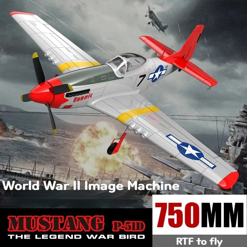 VOLANTEX RC Airplane P51D Mustang 750mm Wingspan Epo 2.4Ghz 4ch Brushless Rc Foam Airplane 6-axis Stabilizer System Rc Plane Toy