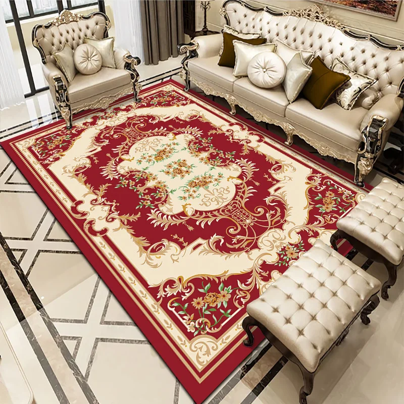 

European Retro Living Room Decoration Carpet Light Luxury Bedroom Bedside Large Area Carpets Modern Study Cloakroom Non-slip Rug