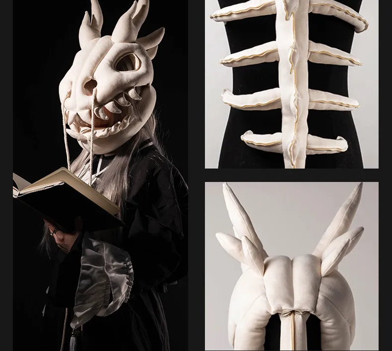 

Dinosaur Skeleton Plush Toy Halloween Fashion Costume Set - Mask, Hat, Hood & Birthday Gift