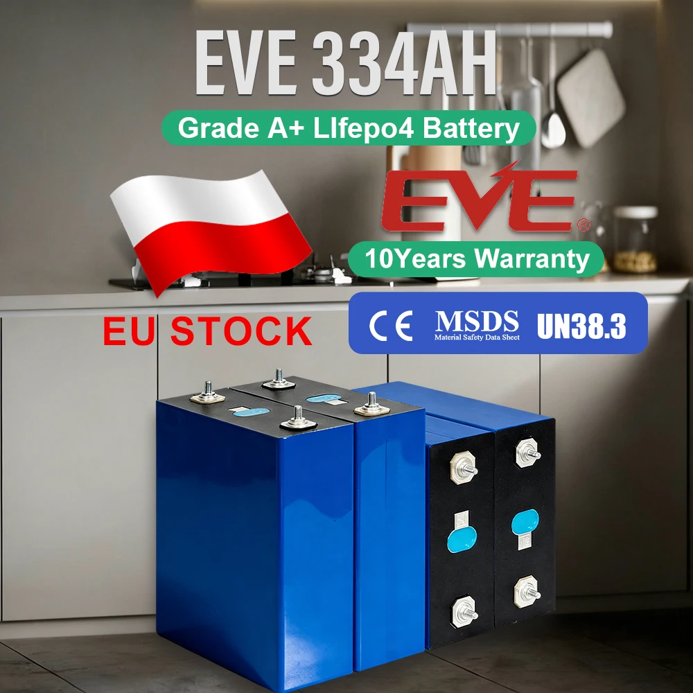 

Аккумулятор LiFePO4 EVE334 12В 24В 48В для сборки DIY-аккумуляторных блоков, без НДС, перезаряжаемые призматические батареи, бесплатная доставка по ЕС, со склада в Польше